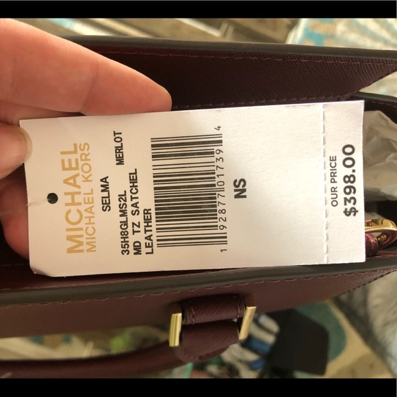 MICHAEL KORS Selma Medium Satchel Merlot Top Zip - Picture 8 of 8